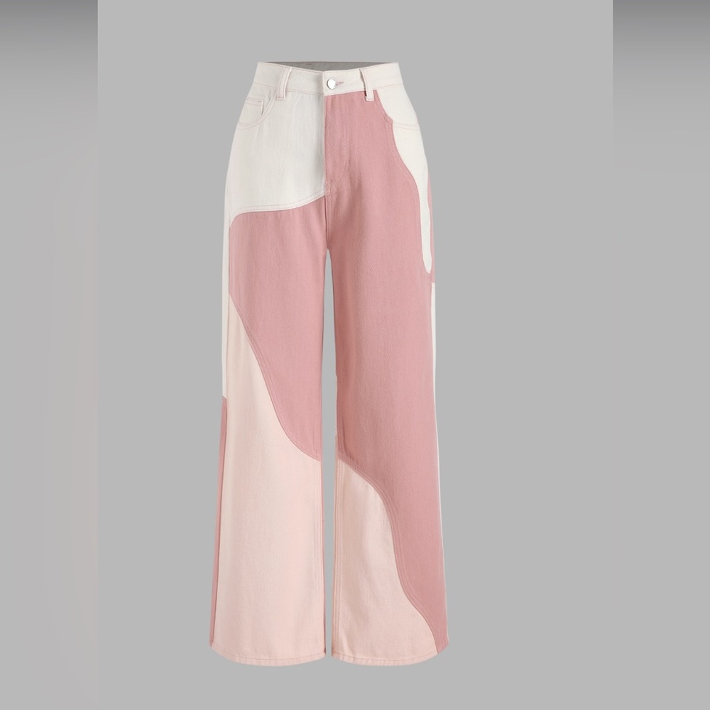 Cider Pink and Cream Wide Leg Pants